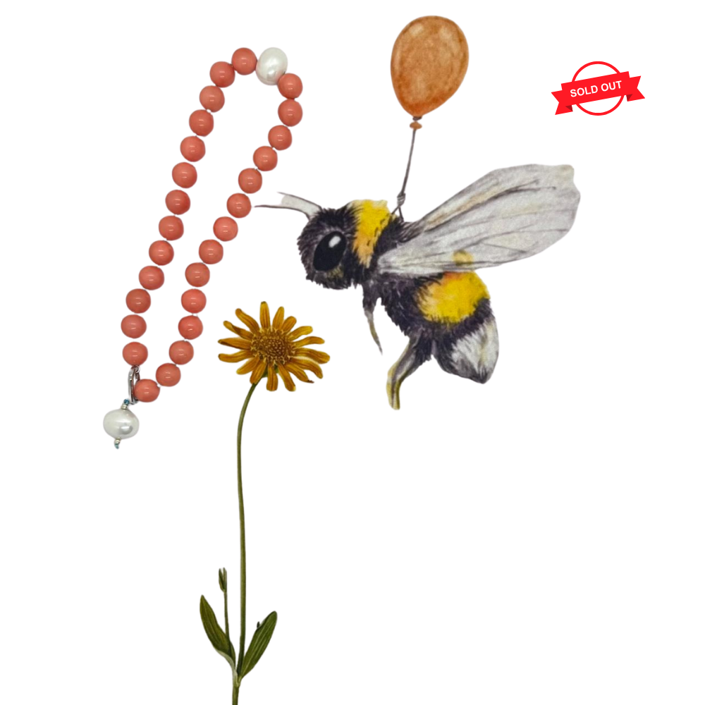 78.  Salmon - Rare Coral and Sea Shell Pearl Choker