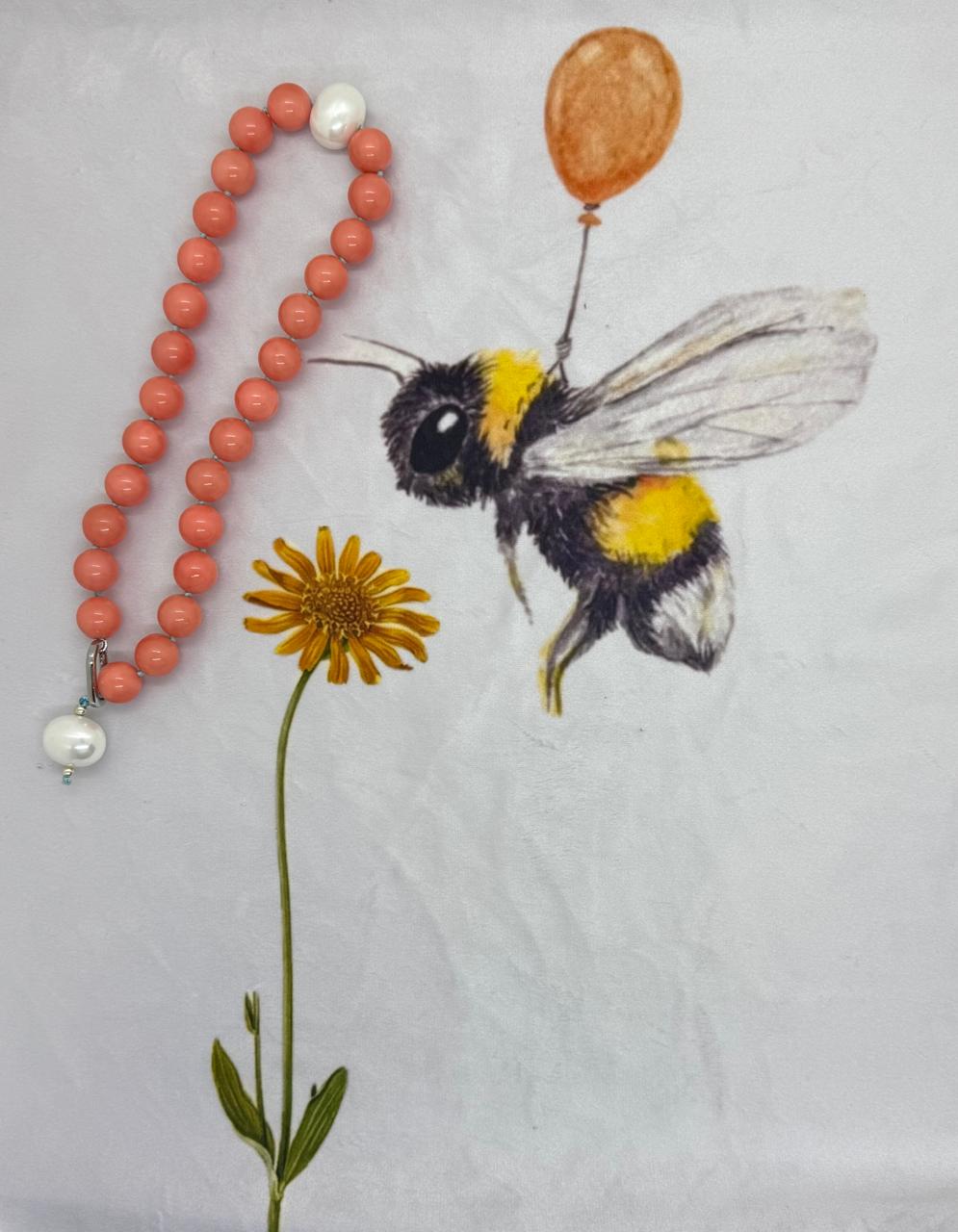 78.  Salmon - Rare Coral and Sea Shell Pearl Choker